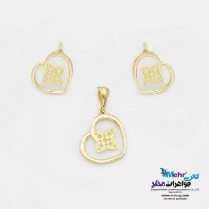 Gold half set - pendant and earrings - Heart design-MS0711
